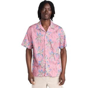 PAUL SMITH Shirt Mens Medium Pink Floral Button Up Tropical Cotton Lyocell